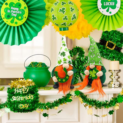St Patricks Day Decorations Gnomes for Home Table Ornament St. Patrick's Day Gifts Home Decor Green Irish Gnome Plush Elf Scandinavian Handmade Swedish Tomte Leprechaun Figurines(Green)