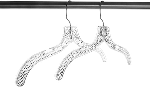Quality Hangers Clear Hangers 12 Pack - Crystal Cut Hangers for Clothes - Durable Plastic Hanger Set - Invisible Dress Hangers for Suits - Heavy Duty Hangers - Nonslip Coat and Shirt Hangers