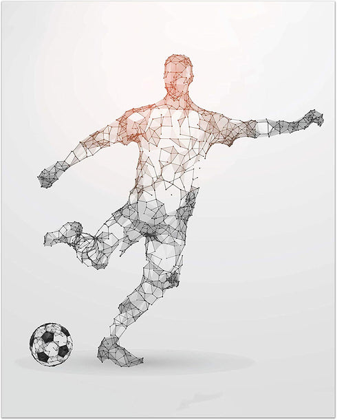 Soccer Geometric Wall Art Prints - Particle Silhouette Set of 4 (8x10) Poster Photos - Man Cave- Bedroom Decor