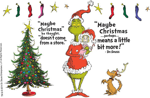 Tervis Dr. Seuss - Grinch Christmas Quote Tumbler with Wrap and Red Lid 16oz, Clear