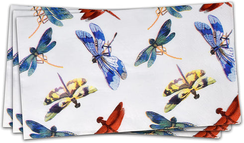 100 Dragonfly Guest Napkins 3 Ply Disposable Decorative Paper Hand Towels for Bathroom Dragonflies Party Spring Fall Napkin Supplies Guests Bathrooms Towel Bulk