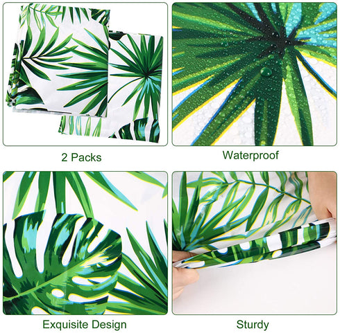 2 Pieces Hawaii Palm Leaves Tablecloth Disposable Plastic Tropical Rectangular Table Covers for Birthday, Luau Decorations, Kitchen Dining Room, Baby Shower Decorations (51.2 x 86.6 Inch)