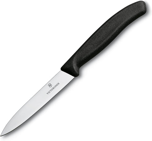 Victorinox 4-Inch Swiss Classic Paring Knife with Straight Blade, Spear Point, Black