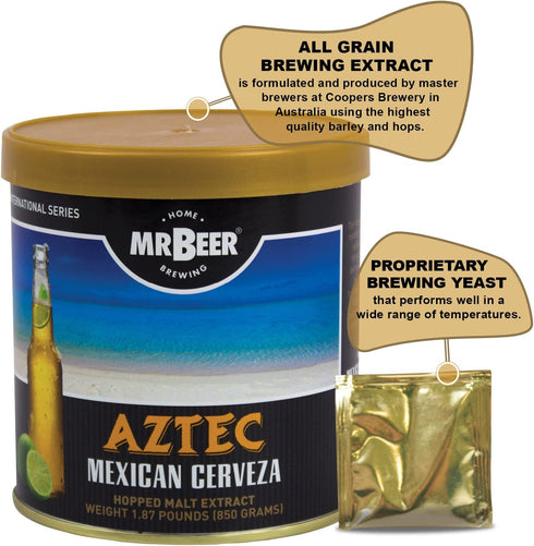Mr. Beer Aztec Mexican Cerveza 2 Gallon Homebrewing Refill, Multicolor