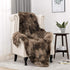 HBlife Luxury Soft Faux Fur Throw Blanket 50" X 60", Solid Reversible Lightweight Shaggy Fuzzy Blanket Plush Fluffy Cozy Decoration Throw Blankets for Couch and Living Room, Tye Die Brown