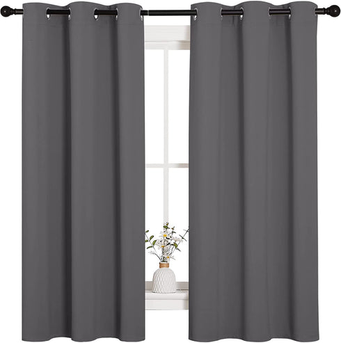 NICETOWN Thermal Insulated Grommet Blackout Curtains for Bedroom (2 Panels, W42 x L63 -Inch, Grey)