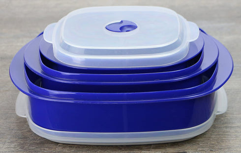Calypso Basics by Reston Lloyd 6-Piece Microwave Cookware, Steamer and Storage Set, Indigo Blue