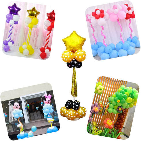 2 Set Balloon Column Stand Kit Base and Pole 65 inch Height + 30Pcs Balloon Rings, Balloon Tower Decoration for Birthday Party Wedding Party Event Decorations
