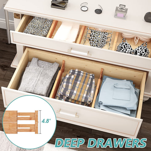 Bamboo Drawer Dividers, 13" -16.5", Kitchen Adjustable Drawer Organizers, Expandable Spring Loaded Drawer Divider for Home, Office, Dressers