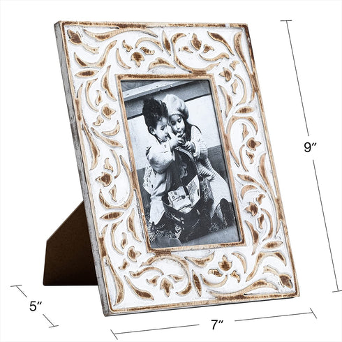 Rites 4x6 Picture Photo Frame Rustic Solid Wood For Desktop Display, Distressed Design, Mother feets 4 inches x6 inches