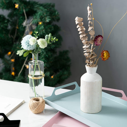 Jojuno Gray White Finish Ceramic Flower Vase Home Decor Vase and Table Centerpieces Vase for Friends and Family, Christmas, Wedding, Bridal Shower