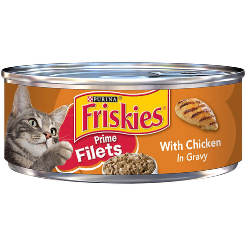 Friskies Wet Cat Food, Prime Filets With Chicken Gravy, 5.5 Oz Can