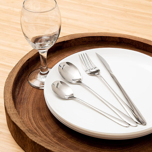 24 pcs Silverware Set For 6, Stainless Steel Flatware Set, Utensils Set Mirror Polished Includes Fork Spoon Knife & Tea Spoon, Modern Silverware Set By Moss & Stone