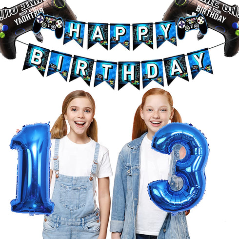 Vlipoeasn Video Game 13th Birthday Decorations for Boys Official Teenager Birthday Decorations 13th Birthday Video Game Party Supplies Blue Gamer Birthday Party Decorations Boys 13th Birthday Party Decorations