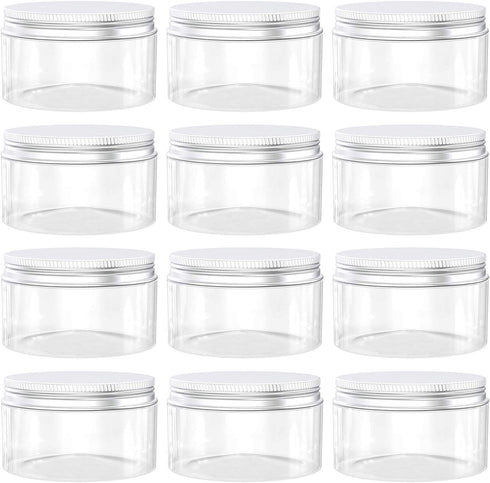 8 Ounce Plastic Jars Clear Plastic Mason Jars Storage Containers Wide Mouth With Lids For Kitchen & Household Storage Airtight Container 12 PCS
