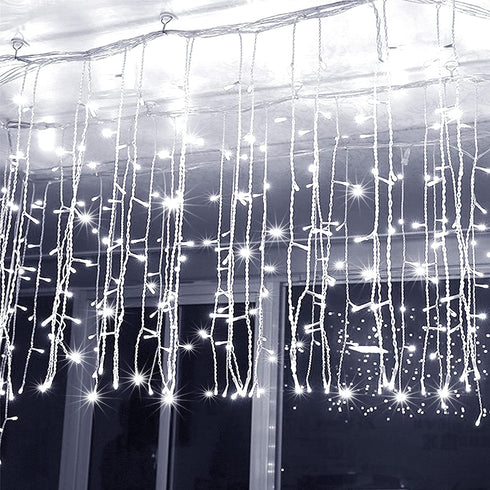 kemooie Outdoor Christmas Lights, 400 LEDs 26.2FTx3.3FT Hanging Curtain Lights, Connectable 8 Lighting Modes for Christmas Decorations Bedroom Party Garden Decorations(White)