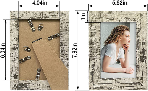 iRahmen 4 Pack 4x6 Rustic Picture Frame Set with High Definition Glass Photo Frame for Desktop Display and Wall Mounting(IR-US002-BW-P4X6(4PK))
