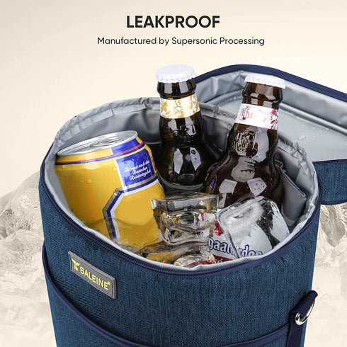 BALEINE 2 Bottle Wine Carrier - Insulated & Leakproof Wine Cooler Bag with Shoulder Strap for Picnic, Travel, BYOB Restaurant, Wine Gifts for Women (Blue, 2 Bottle)