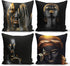 Ysahome Modern Art Theme Throw Pillow Cover - Photograph Pattern Square Cushion Cover - Woman Throw Pillow Case - African American Girl Decorative Accent Pillow, 18x18 Inches, Black (Set of 4)