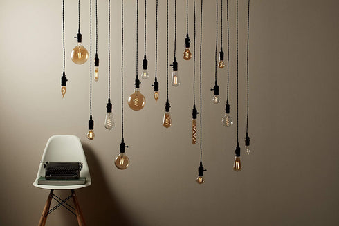 GE Vintage Style Pendant Light Fixture for Medium Base Bulb, 60-Watt Maximum, Black, 1-Pack