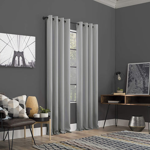 Sun Zero Soho 2-pack Blackout Energy Efficient Grommet Curtain Panel Pair, 54" x 108", Silver