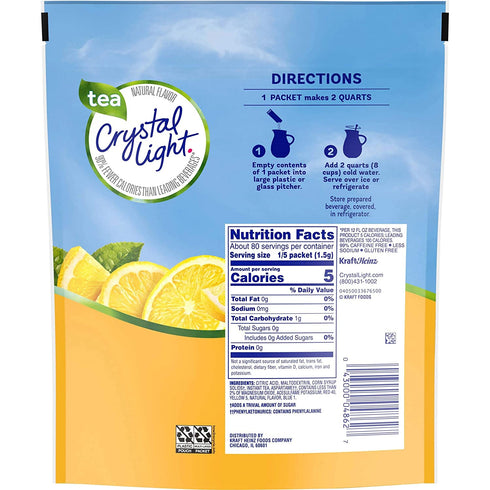 Crystal Light Natural Lemon Iced Tea 16 Pitcher Packs Makes 32 Quarts - 2 Pack