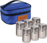 Portable Stainless Steel Spice Shaker Seasoning Dispenser - 6 Pc Set with Rotating Lids and Travel Bag| Spice Jars - Salt and Pepper Shakers - Dry Herb Spice Condiment Dispenser |Camping|Hiking|BBQ