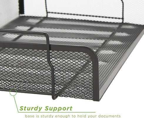 Mind Reader Desk Document Organizer 2 Piece Stackable Tray, Black, 2 Count