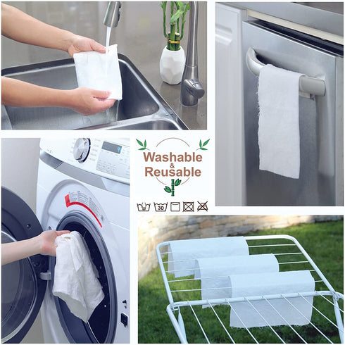 Jumbo Roll Anjia Heavy Duty Reusable Bamboo Towels 40 Sheets/Roll Great as Kitchen Towels, Dish Towels, Cleaning Rags, Shop Towels, and Swedish Dishcloths - Replacement of Paper Towels Bulk