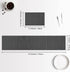Woven Vinyl Table Runner and Placemats Set of 6 for Kitchen Dining Table Wipe Clean Washable PVC Table Runner Dark Grey (1 Table Runner and 6 Placemats)