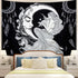 Maccyafst Moon Mermaid Tapestry Psychedelic Black and White Tapestry Bohemian Dreamcatcher Wall Tapestry Starry Night Galaxy Stars Tapestry for Bedroom Dorm Decor