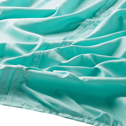 Comfort Spaces Cavoy Bathroom Pintuck Shower Tufted Ruffle Pattern Modern Elegant Microfiber Fabric Bath Curtains, 72"x72", Aqua,CS70-0102