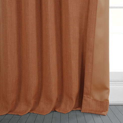 HPD Half Price Drapes BOCH-LN185-P Faux Linen Room Darkening Curtain (1 Panel) 50 X 96, BOCH-LN18517-96, Desert Orange