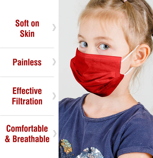 WeCare Kids Disposable Face Masks, 50 Pack Variety Colors, Individually Wrapped