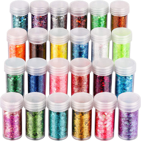 Chunky Glitter, YGDZ 24 Colors 240g Holographic Craft Glitter Sequins & Fine Glitter Powder, Resin Glitter for Jewelry Art Epoxy, Cosmetic Glitter for Nail Body Face Hair
