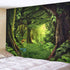 Sevenstars Green Forest Tapestry Virgin Forest and Grass Tapestry Nature Tree Tapestry Wall Hanging for Room