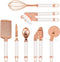 7 pieces Kitchen Gadget Set Copper Coated Stainless Steel Utensils, kitchen gadgets,utensil sets,Non-stic - Best Kitchen Cookware with Soft Touch White Handles (White)