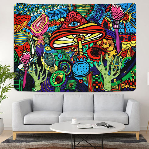 Tapestry Trippy Mushroom Tapestry Hippie Colorful Art Tapestry Psychedelic Eyes Tapestries Trippy Wall Tapestry Wall Hanging for Room(36 x 48 inches)