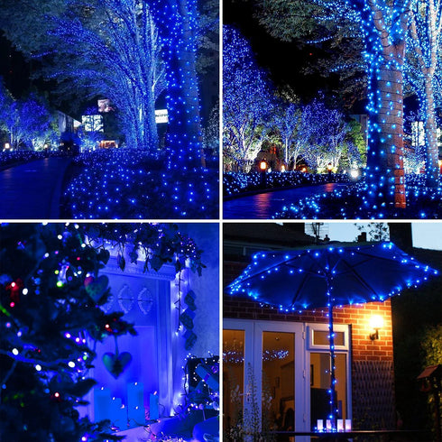 JMEXSUSS 250 LED Christmas String Lights, 91.5ft Extendable Green Wire Christmas Lights Led Outdoor Waterproof, 8 Modes Blue Christmas Tree Lights Indoor for Party Garden Patio Christmas Decoration