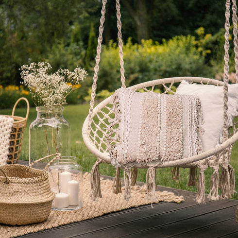 Decorative Boho Pillow Cover, 18x18, Soft Moroccan Rustic Throw with Tufted Accents, Plush Handwoven Cotton, Neutral Farmhouse Home Decor | Made with Love and Care in India