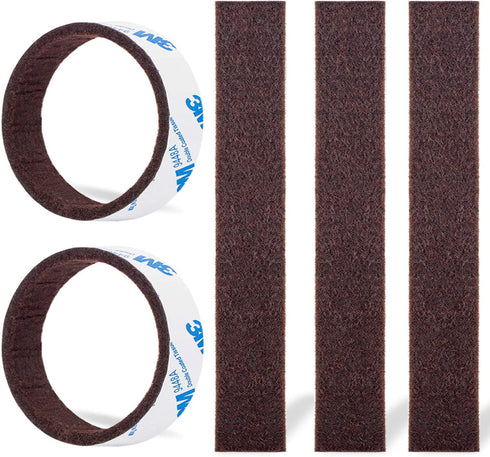 Felt Strips 10Pieces Pack 1"x 6" Self Adhesive Brown Furniture Felt Strips Anti Scratch Heavy Duty 5mm Thick Floor Protector for Rocking Chair for Hardwood Floor