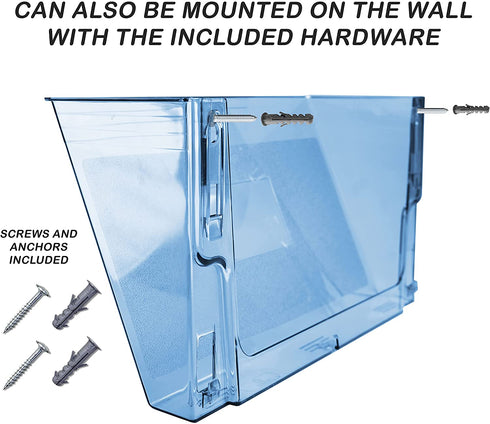 Acrimet 3 Pockets Wall Mount File Holder Organizer Letter Size, Clear Blue Color (Hangers Included)