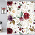 Homewelle Burgundy Floral Shower Curtain Botanical Rustic Flower 60Wx72L Inch Cute Vintage Wildflower Elegant Herbs Retro Spring Plant Nature Aesthetic Classic Polyester Fabric Bathroom Bathtub