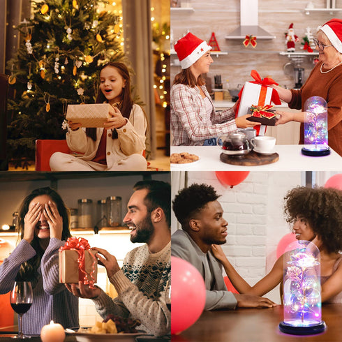 zukakii Artificial Flower Rose Gift for Mom Women, Preserved Flowers Galaxy Rose with Led Lights Unique Gifts for Women Wife Girlfriend, Mother's Day, Thanksgiving, Birthday, Anniversary - Rainbow