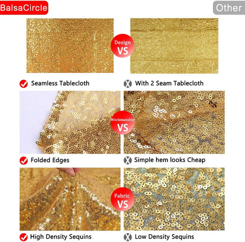BalsaCircle 60x102-Inch Gold Rectangle Tablecloth for Wedding Party Cake Dessert Events Table Linens