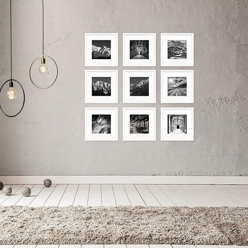 Hongkee 8x8 Square Picture Frame?Made of Composite Wood with High Definition Glass for Desktop Display and Wall Mounting?Set of 3 Minimalist White(HK031520-MD8X8-WT(3PK))
