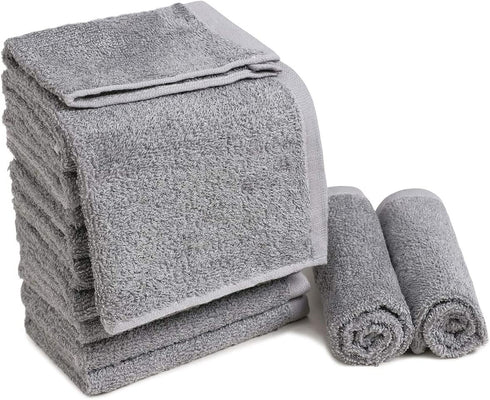 Qioo Washcloths Set 12 Pack,12"x12" Bamboo Baby Washcloths,Wash Cloths for Bathroom-Hotel-Spa-Kitchen Multi-Purpose Fingertip Towels & Face Cloths ?Grey?