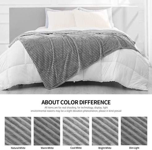 RECYCO Fleece Throw Blanket for Couch, Super Soft Cozy Blanket Throw for Bed Sofa 50"x60", Grey