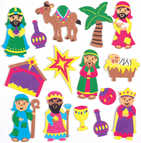Baker Ross AT136 Nativity Foam Stickers - Pack Of 120, Christmas Arts And Crafts, Assorted
