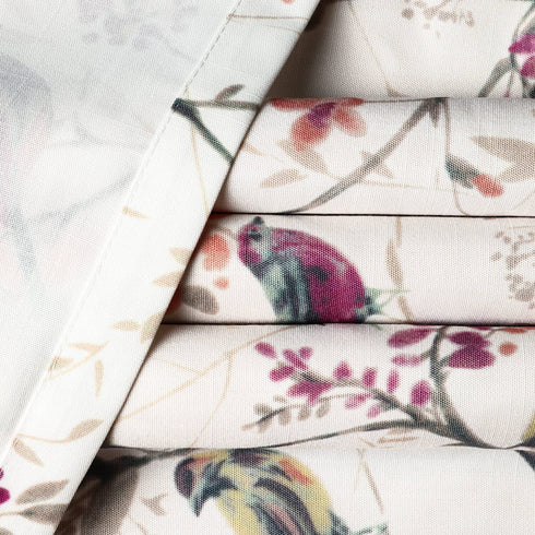 VOGOL Decorative Tie Up Curtains for Nursery Girls Room, Pink Birds and Floral Print Small Window Curtain Valance Top Pocket Tie Up Shades 18 Inch Long, One Panel